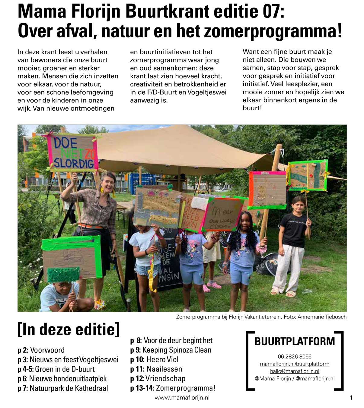 buurtkrant inhoudsopgave